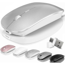Bluetooth Wireless Mouse for MacBook Air Mac Pro Laptop PC Pad Optical Rechargeable Silent Mouse with Jiggler Mode Dual Mode Switch Bluetooth 5.2/3.0 and 2.4G USB-A & USB-C