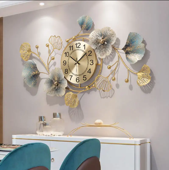 NISEVEN High Quality Metal Wall Clocks for Home Living Room Luxury Wall Clock Home Decor 3D Arts Hanging Clock Decoration