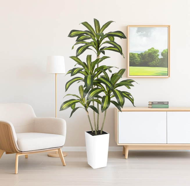 Artificial Dracaena Tree with Lifelike Leaves & Realistic Trunks
