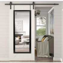 NeuType 44" x 16" Over The Door Mirror Full Length Mirror Door Mirror Hanging with 2 Metal Hangers for Bedroom Living Room Bathroom Black