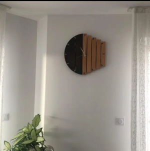 homary 11.8" Rustic Wall Clock Abstract Wood Wall Clocks for Living Room Creative Analog Clock Home Hanging Artistic Decor Art