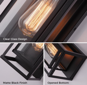 Metal Frame and Transparent Glass Shade
