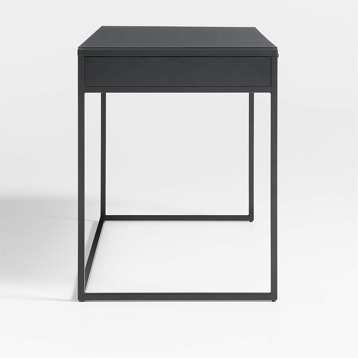Casement 60" Black Metal Desk with Glass Top
