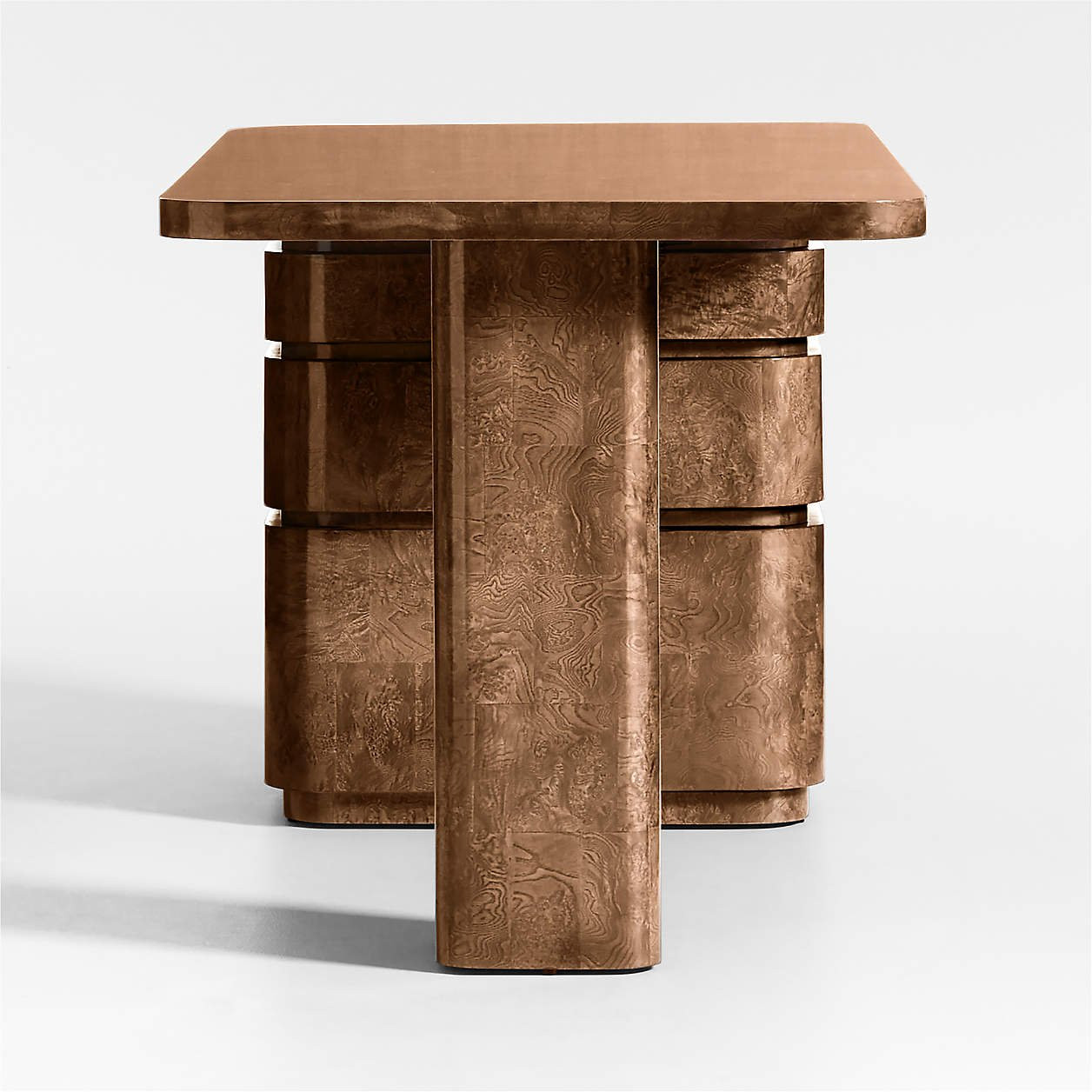Greye 60" Burl Wood Desk with Swivel Drawers