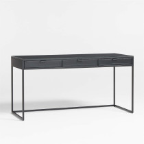 Casement 60" Black Metal Desk with Glass Top