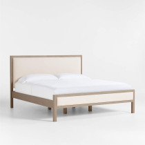 Keane Weathered Natural Wood Upholstered King Bed