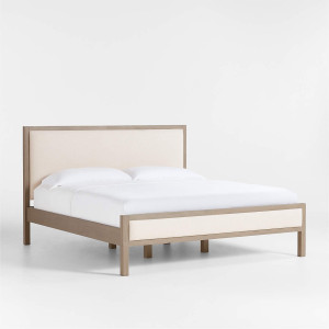 Keane Weathered Natural Wood Upholstered King Bed