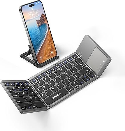 Samsers Foldable Bluetooth Keyboard with Touchpad Portable Wireless Keyboard with Stand Holder