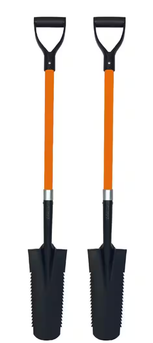 48 in. Durable Fiberglass Rubber Grip D-Handle Length Drain Spade Teeth