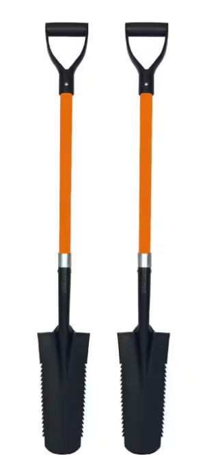48 in. Durable Fiberglass Rubber Grip D-Handle Length Drain Spade Teeth