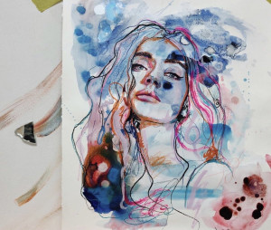 Painting - watercolor -girl
