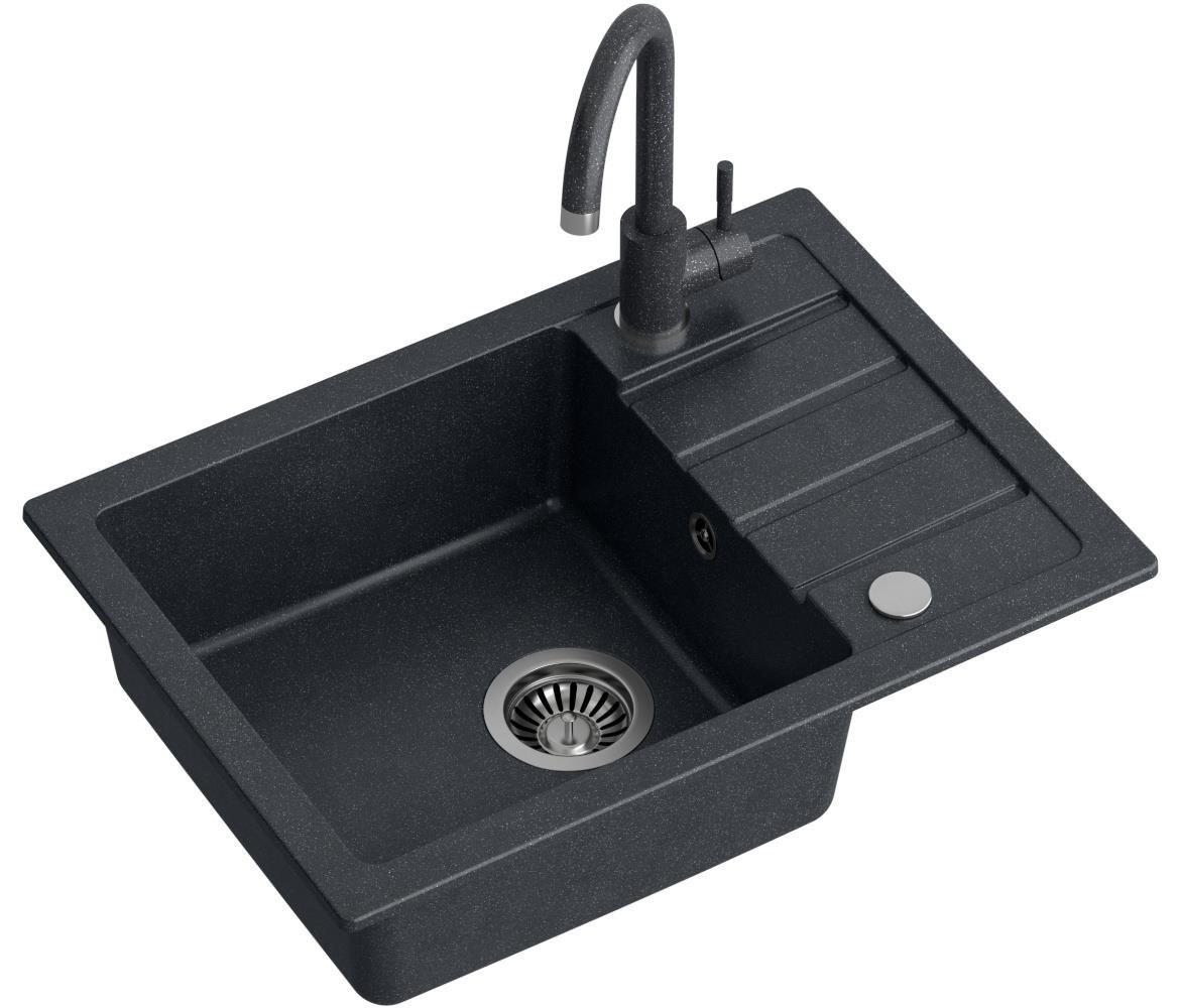 Aqua Mercado Amigo 77x44x17.6 granitna crna sudopera + slavina