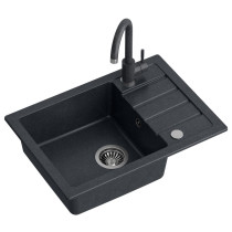 Aqua Mercado Amigo 77x44x17.6 granitna crna sudopera + slavina