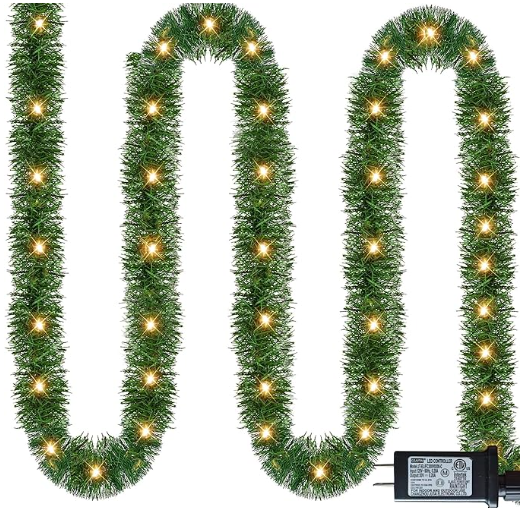 NEROSUN 50 FT Christmas Green Garland