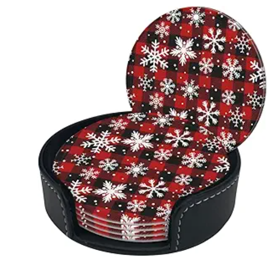 6 Pcs Christmas Coasters for Women Men