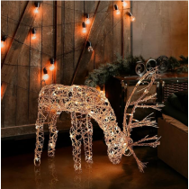 Outdoor Rattan Grazing Reindeer Lawn Decoration 