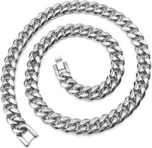 Stainless Steel Silver Cuban Chain Necklace