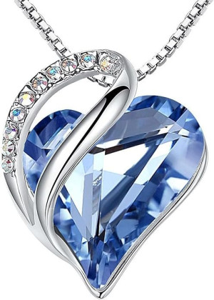 Love Heart Pendant with Birthstone Crystals