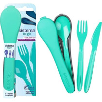Sistema Plastic Travel Sturdy Fork Knife Spoon Set Assorted Colours