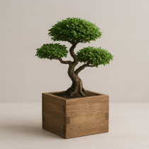 Mini bonsai u drvenoj kutiji
