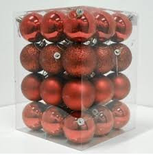 Novogodišnje kuglice za jelku – Crvene – Mix – Set od 24 – 6 cm