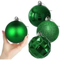 Novogodišnje kuglice za jelku – Zelene – Mix – Set od 24 – 6 cm