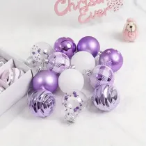 Novogodišnje kuglice za jelku – lila mix – 6 cm – set od 12