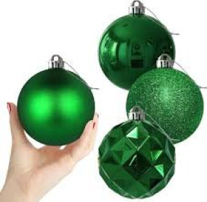 Novogodišnje kuglice za jelku – Zelene – Mix – Set od 24 – 6 cm