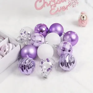Novogodišnje kuglice za jelku – lila mix – 6 cm – set od 12