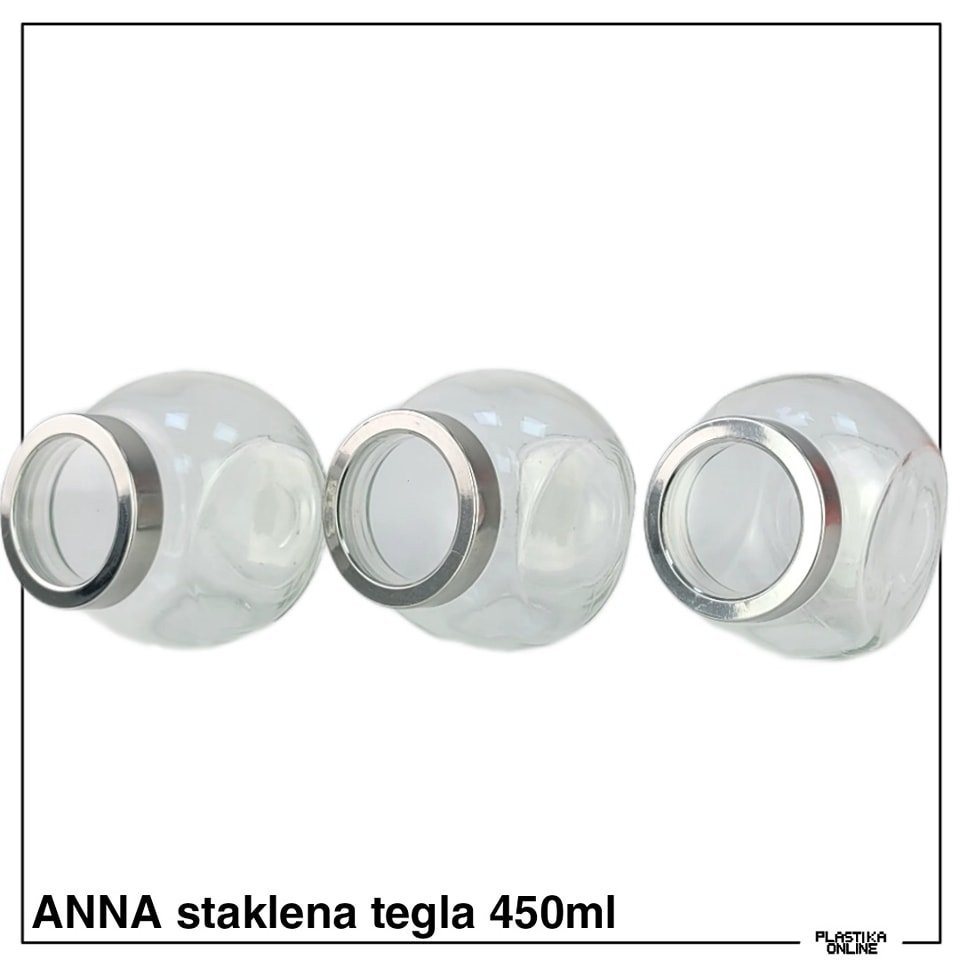 Set 3 staklene tegle "ANNA" 8×8×10 cm (zapremina 450 ml)