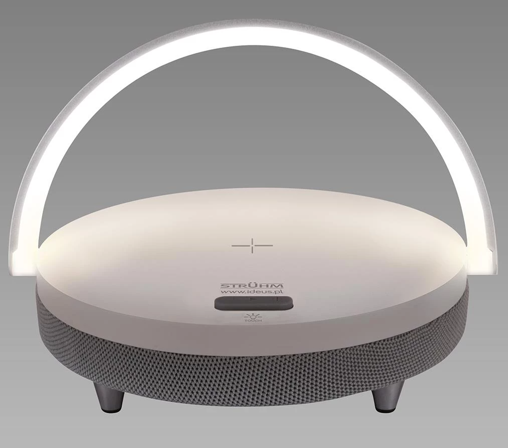 Stona lampa Saturn LED sa bežicnim punjacem i zvucnikom bela