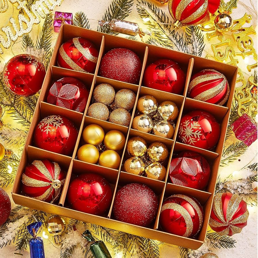 Set kugli „Crveno-zlatni san“ (12 kom)